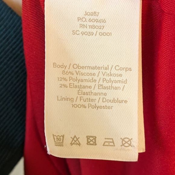 Boden Navy Blue Red Velvet Trim Cora Bell Sleeve Knit Dress - Picture 6 of 6